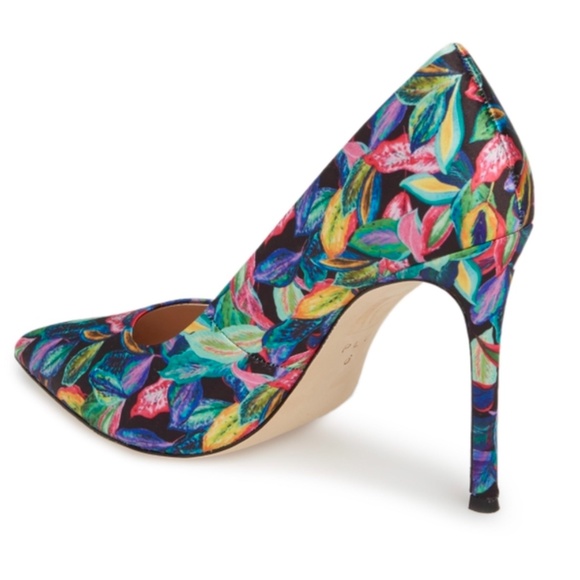 POUR LA VICTOIRE Celeste Pointy Toe Pump Heels Floral Tropic Trip Satin Shoes 6 - Picture 4 of 10